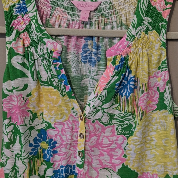 LILLY PULITZER ESSIE HIBISCUS STROLL TANK TOP S - Picture 5 of 9